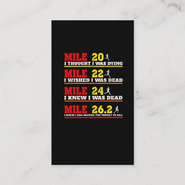 Funny Marathoner Runner Thoughts Running Joke Business Card (Front)