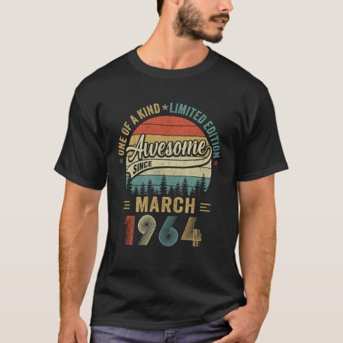 Funny March 1964 Vintage 60th Birthday Decorations T_Shirt
