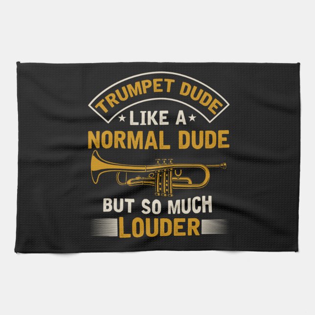 Funny Marching Band Trumpeter Humor Kitchen Towel (Horizontal)