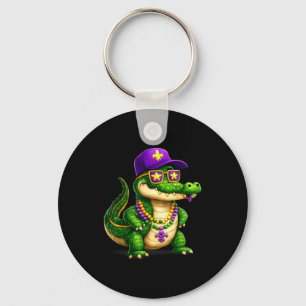Funny Mardi Gras Alligator Beads Carnival Celebrat Keychain