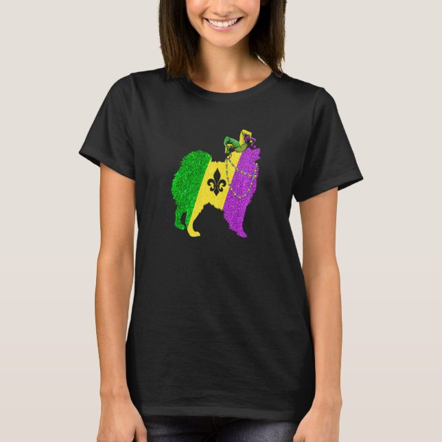 Funny Mardi Gras American Eskimo Dog Mardi Gras Ha T-Shirt (Front)