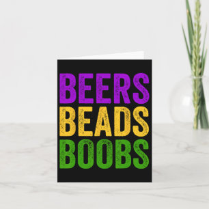 Funny Mardi Gras Beers Beads Breast Tee New Orlean Card