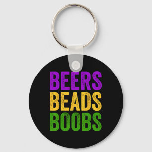 Funny Mardi Gras Beers Beads Breast Tee New Orlean Keychain