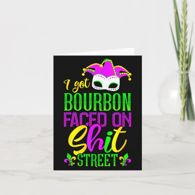 Funny Mardi Gras Bourbon Street , New Orleans Drin Card (Front)