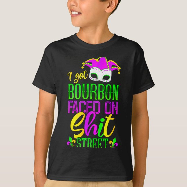 Funny Mardi Gras Bourbon Street , New Orleans Drin T-Shirt (Front)