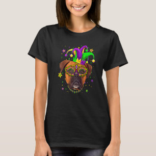 Funny Mardi Gras Boxer Dog Beads Mask Mardi Gras P T-Shirt
