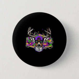 Funny Mardi Gras Buck Deer Hunting Boys Fat Tuesda Button