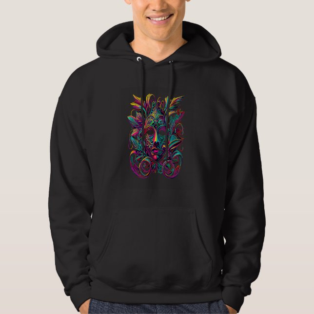 Funny Mardi Gras Carnival parade with beads party  Hoodie (Front)