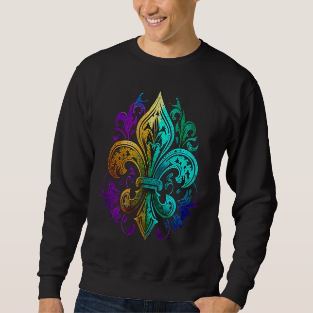 Funny Mardi Gras Carnival parade with beads party  Sweatshirt (Front)