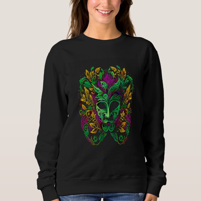 Funny Mardi Gras Carnival parade with beads party  Sweatshirt (Front)