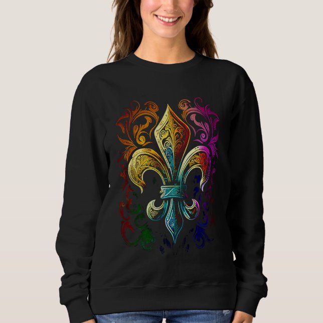 Funny Mardi Gras Carnival parade with beads party  Sweatshirt (Front)