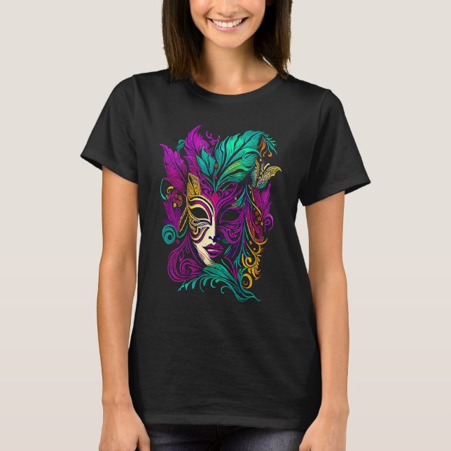 Funny Mardi Gras Carnival parade with beads party  T-Shirt (Front)