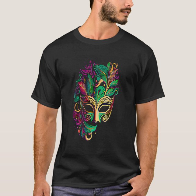 Funny Mardi Gras Carnival parade with beads party  T-Shirt (Front)