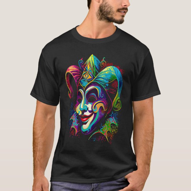 Funny Mardi Gras Carnival parade with beads party  T-Shirt (Front)