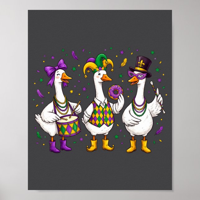 Funny Mardi Gras Carnival Silly Goose Mask Louisia Poster (Front)
