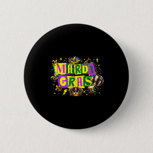 Funny Mardi Gras Disco Ball Carnival Season Men Wo Button