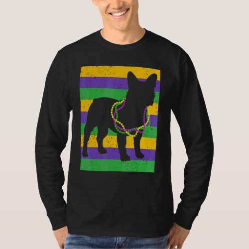 Funny Mardi Gras French Bulldog Beads And Jester H T_Shirt