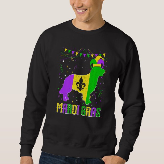 Funny Mardi Gras Golden Retriever Dog Dad Mom Mard Sweatshirt (Front)