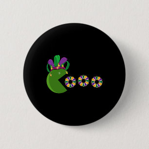 Funny Mardi Gras Hat Eating King Cakes - Mardi Gra Button