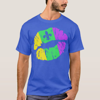 Funny Mardi Gras kiss lips with fleur de lis T-Shirt