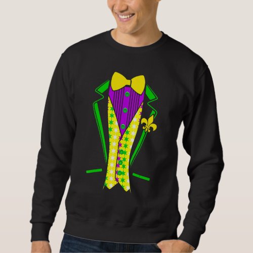 Funny Mardi Gras Lazy Tuxedo Costume Bow Tie Cloth Sweatshirt
