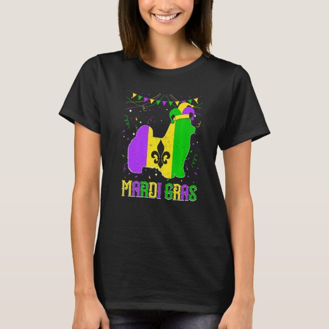 Funny Mardi Gras Maltese Dog Dad Mom Mardi Gras Pr T-Shirt (Front)