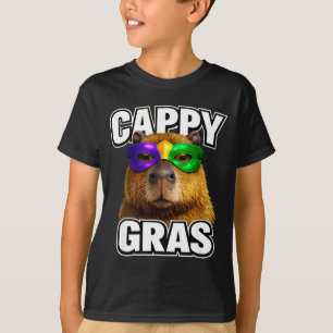 Funny mardi gras mask capybara meme T-Shirt