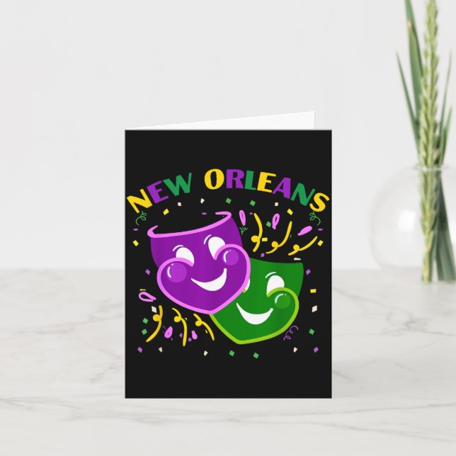 Funny Mardi Gras Mask Louisiana New Orleans Carniv Card (Front)