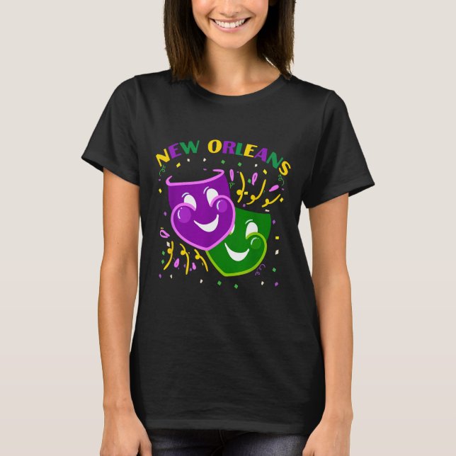 Funny Mardi Gras Mask Louisiana New Orleans Carniv T-Shirt (Front)