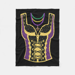 Funny Mardi Gras Outfit Costume Mask Beads For Wom Fleece Blanket