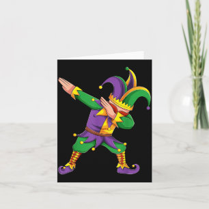 Funny Mardi Gras Outfit Dabbing Jester New Orleans Card