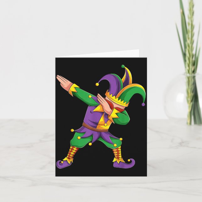 Funny Mardi Gras Outfit Dabbing Jester New Orleans Card (Front)