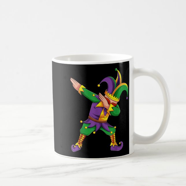 Funny Mardi Gras Outfit Dabbing Jester New Orleans Coffee Mug (Right)