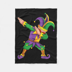 Funny Mardi Gras Outfit Dabbing Jester New Orleans Fleece Blanket
