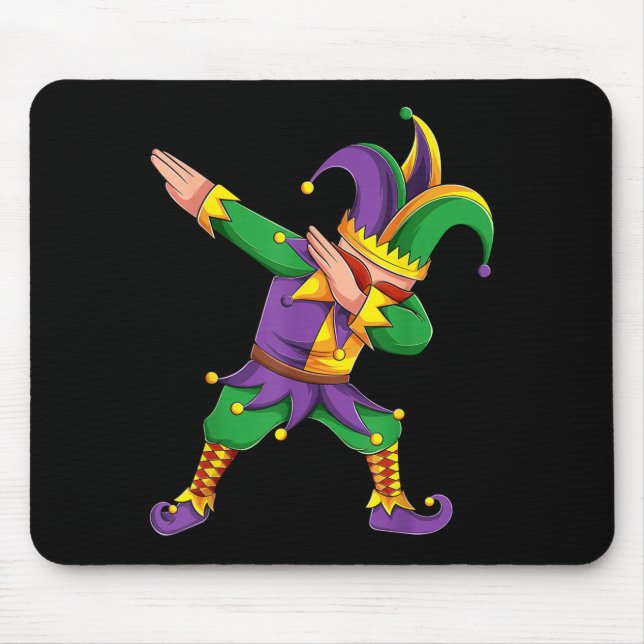 Funny Mardi Gras Outfit Dabbing Jester New Orleans Mouse Pad (Front)