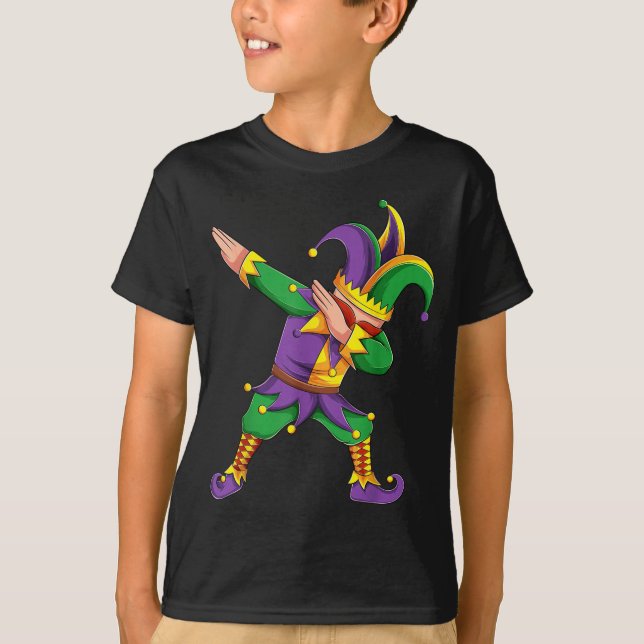 Funny Mardi Gras Outfit Dabbing Jester New Orleans T-Shirt (Front)