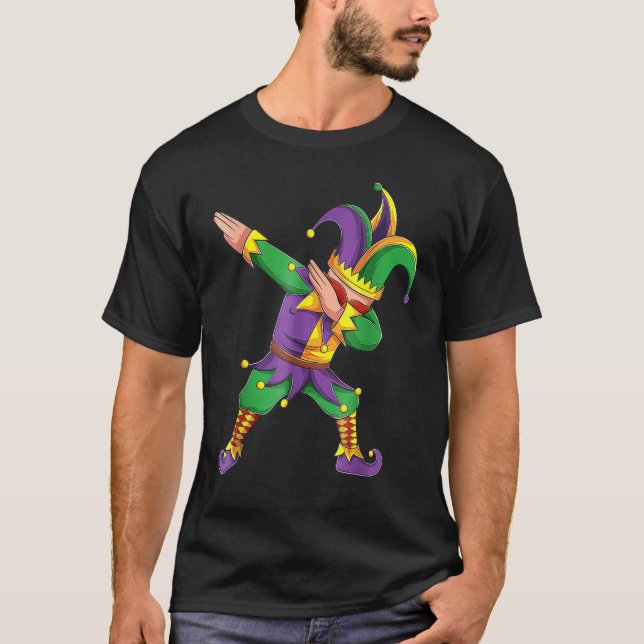 Funny Mardi Gras Outfit Dabbing Jester New Orleans T-Shirt (Front)