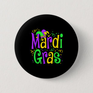 Funny Mardi Gras Parade Outfit Jester Hat Men Wome Button