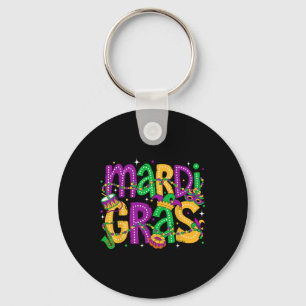 Funny Mardi Gras Parade Outfit Jester Hat Men Wome Keychain