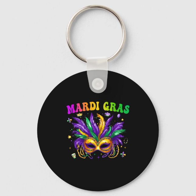 Funny Mardi Gras Parade Outfit Jester Hat Men Wome Keychain (Front)