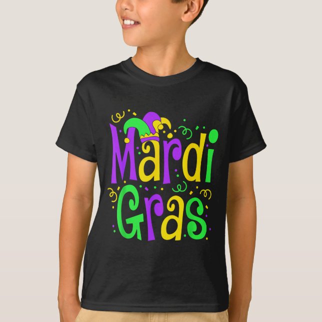 Funny Mardi Gras Parade Outfit Jester Hat Men Wome T-Shirt (Front)