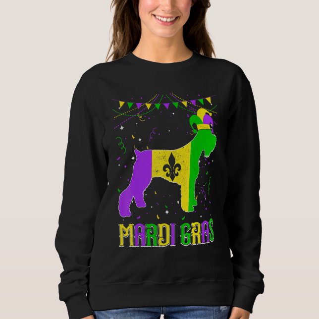 Funny Mardi Gras Schnauzer Dog Dad Mom Mardi Gras Sweatshirt (Front)