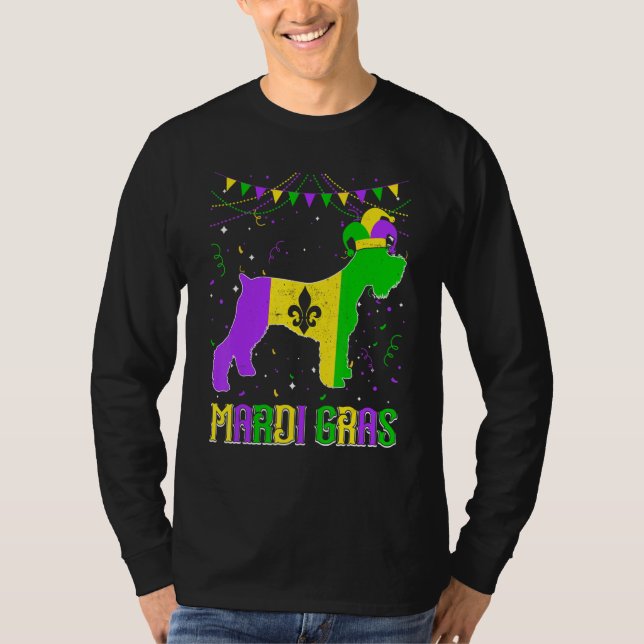 Funny Mardi Gras Schnauzer Dog Dad Mom Mardi Gras T-Shirt (Front)