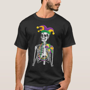 Funny Mardi Gras Skeleton Carnival Party Jester Ha T-Shirt