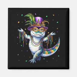 Funny Mardigator Mardi Gras Alligator Dancing Carn Magnet