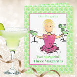 Funny Margarita Cartoon For Her Woman Birthday  Card<br><div class="desc">Does that special someone love margaritas and celebrating her birthday?  Personalize this fun card for her!</div>