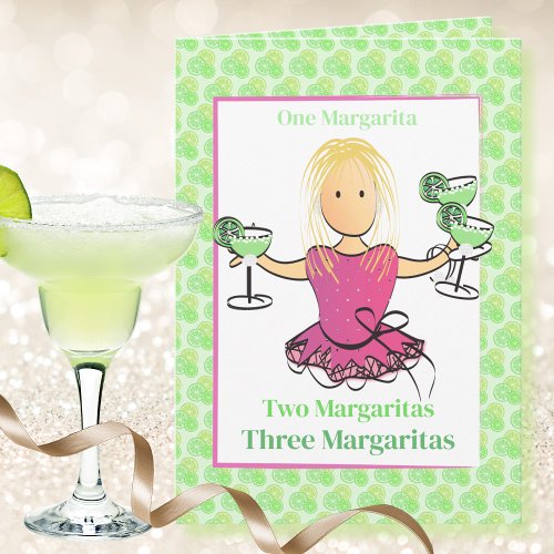 Funny Margarita Cartoon For Her Woman Birthday  Card