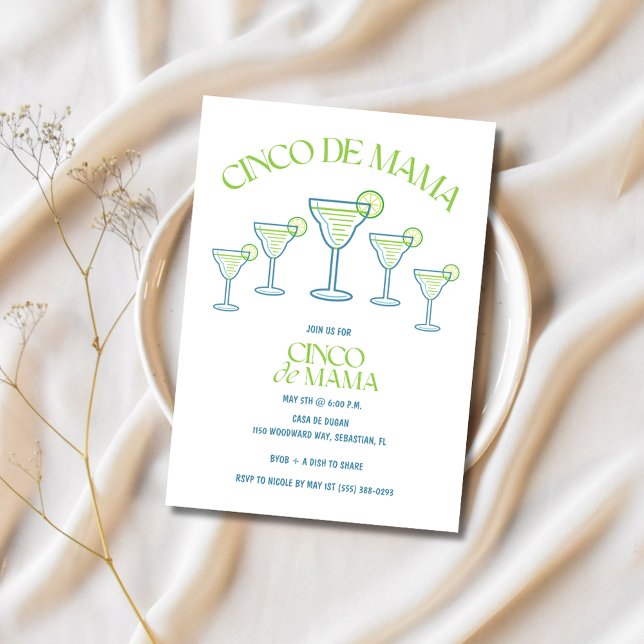 Funny Margarita Cinco de Mama Party Invitation (Funny Margarita Cinco de Mama Party Invitation)