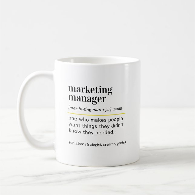 Funny Marketing Manager Definition Gift Coffee Mug (Left)