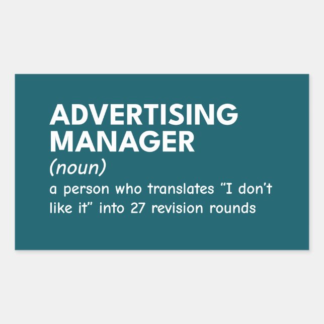 Funny Marketing Manager Definition Rectangular Sticker (Front)